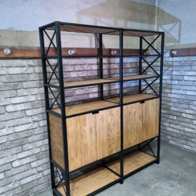 Стеллаж в стиле Лофт из массива дуба Л-050