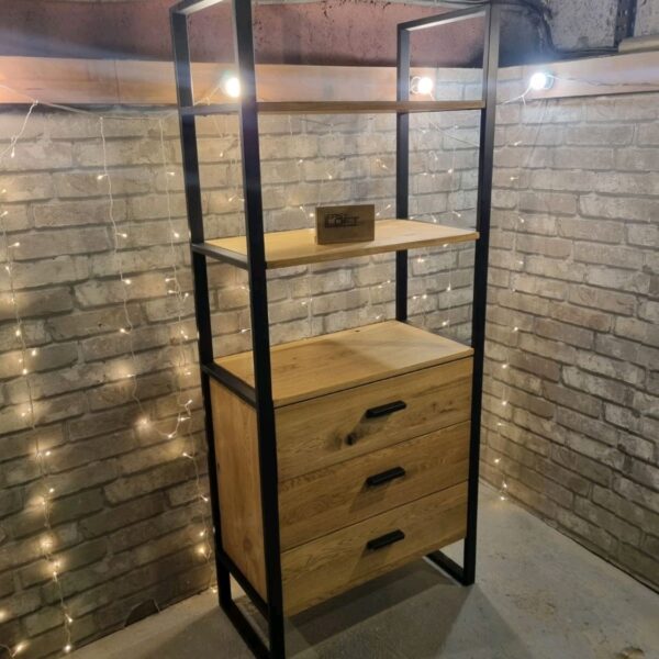 Стеллаж в стиле Лофт из массива дуба Л-063