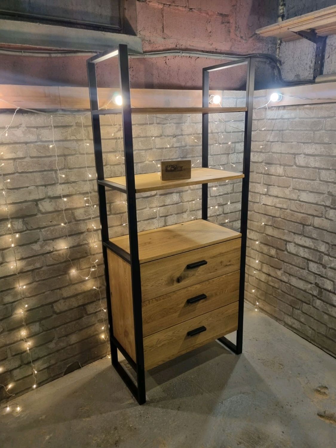 Стеллаж в стиле Лофт из массива дуба Л-063