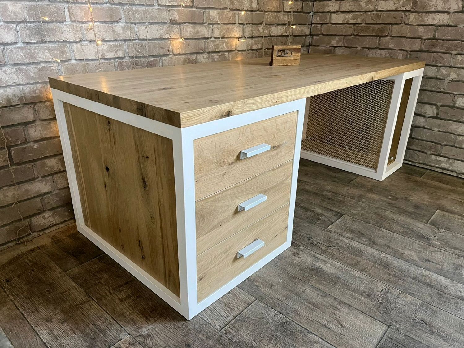 Стол компьютерный в стиле Лофт из массива дуба С-308