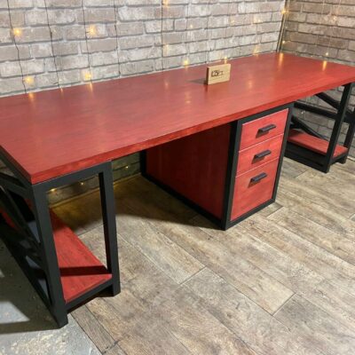 Стол компьютерный в стиле Лофт из массива дуба С-354