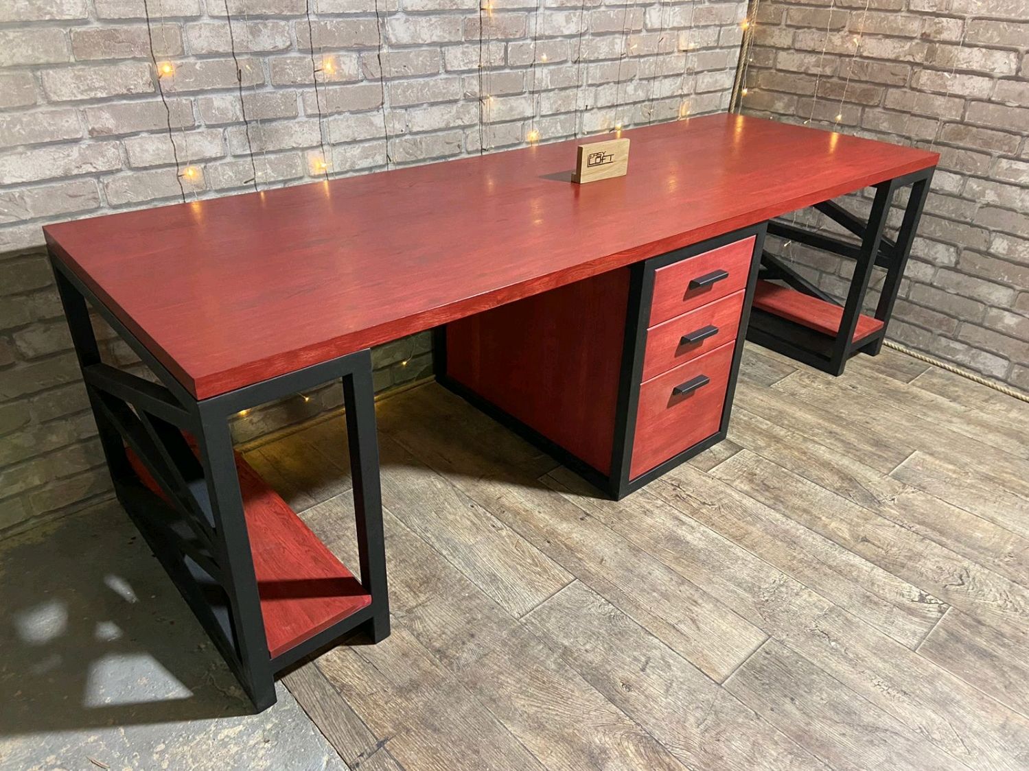 Стол компьютерный в стиле Лофт из массива дуба С-354