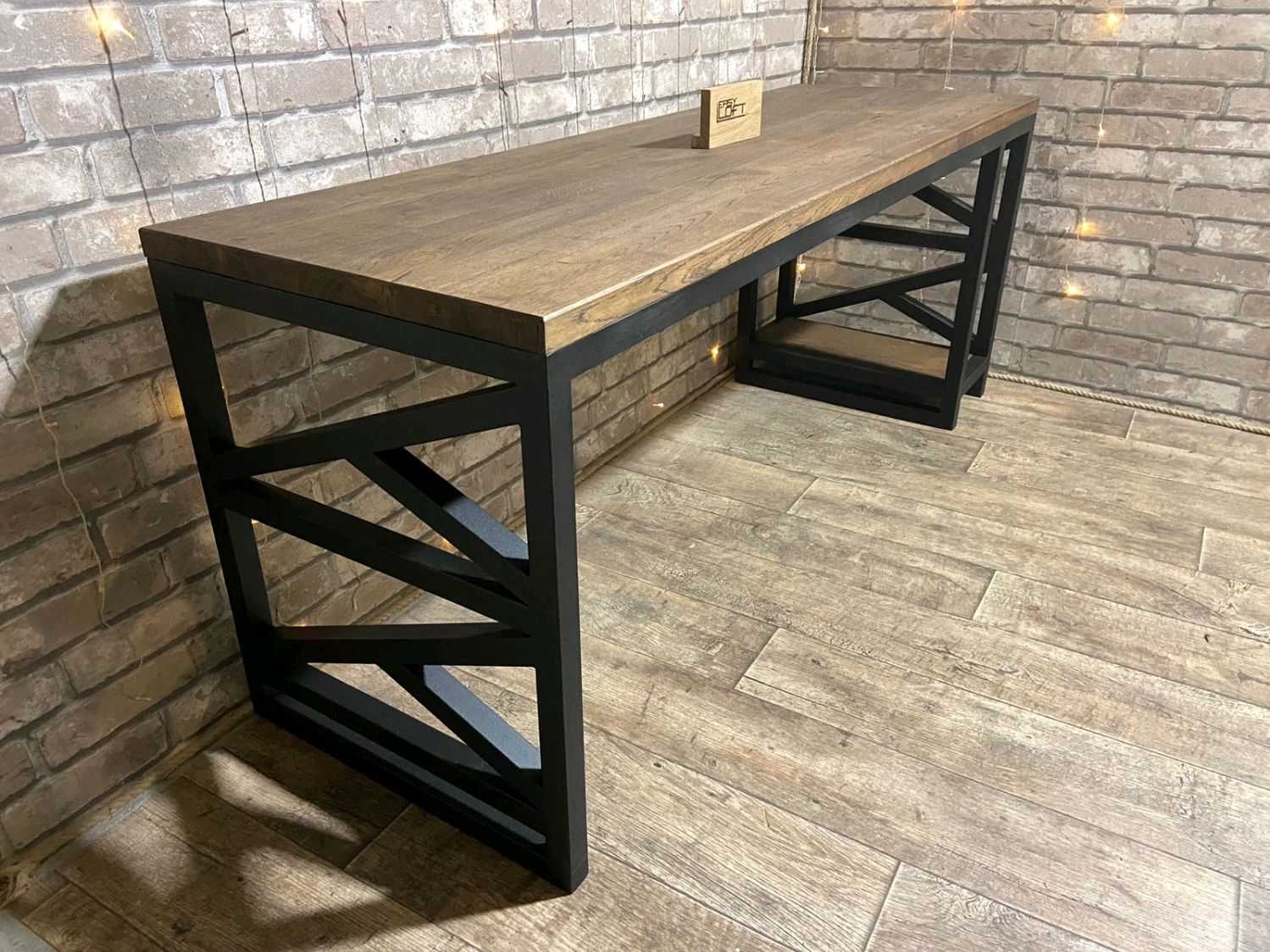 Стол компьютерный в стиле Лофт из массива дуба С-360