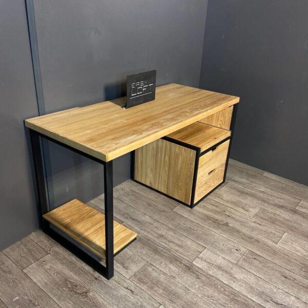 Стол компьютерный в стиле Лофт из массива дуба С-430