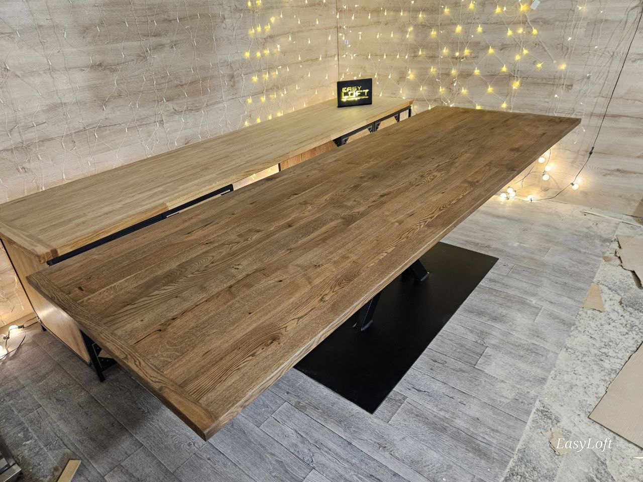 Стол обеденный в стиле Лофт из массива дуба С-447