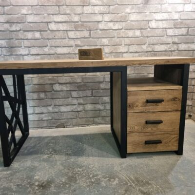 Стол письменный в стиле Лофт из массива дуба С-256