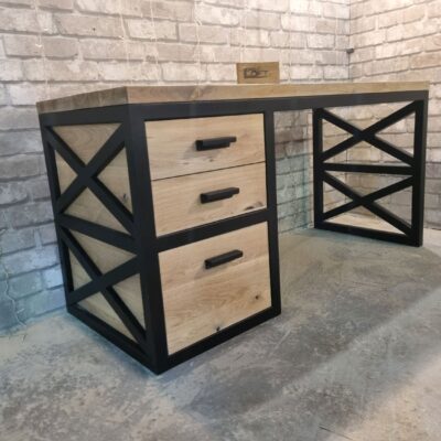 Стол письменный в стиле Лофт из массива дуба С-278