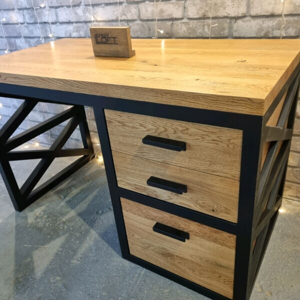 Стол письменный в стиле Лофт из массива дуба С-296