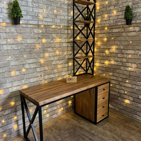 Стол письменный в стиле Лофт из массива дуба С-348