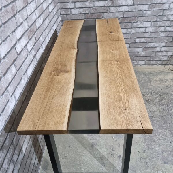 Стол Река с эпоксидной смолой в стиле Лофт из массива дуба С-350