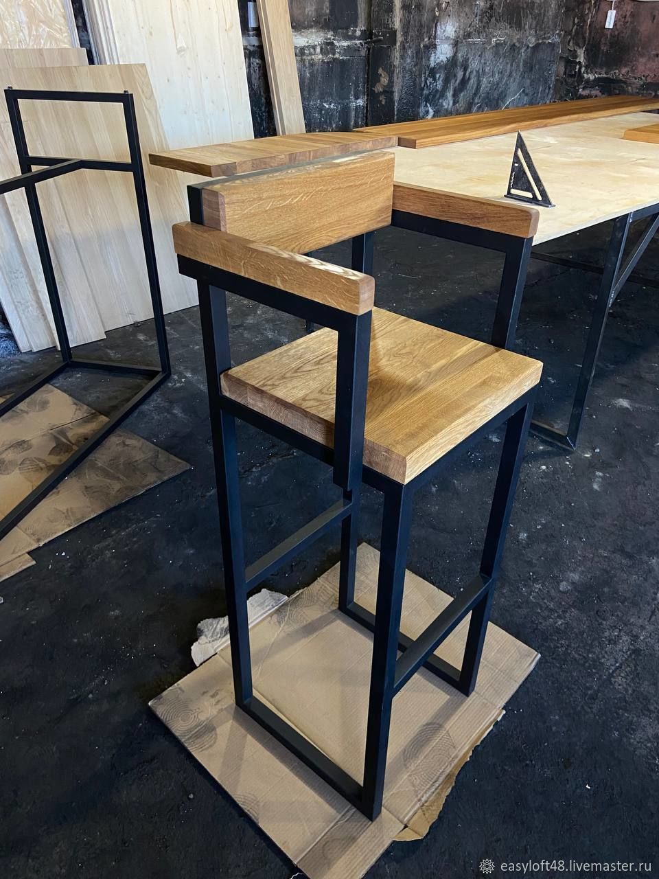 Стул в стиле Лофт из массива дуба У-006